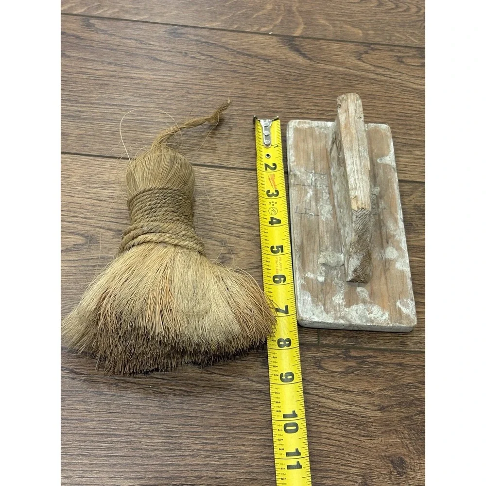 Vintage Whisk Broom Straw & Trowel / Float Primitive Farmhouse Decor